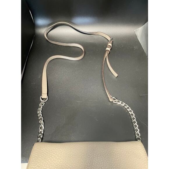 Michael Kors Small Light Grey Fulton Flap Closure Chain/Leather Strap - Picture 2 of 6